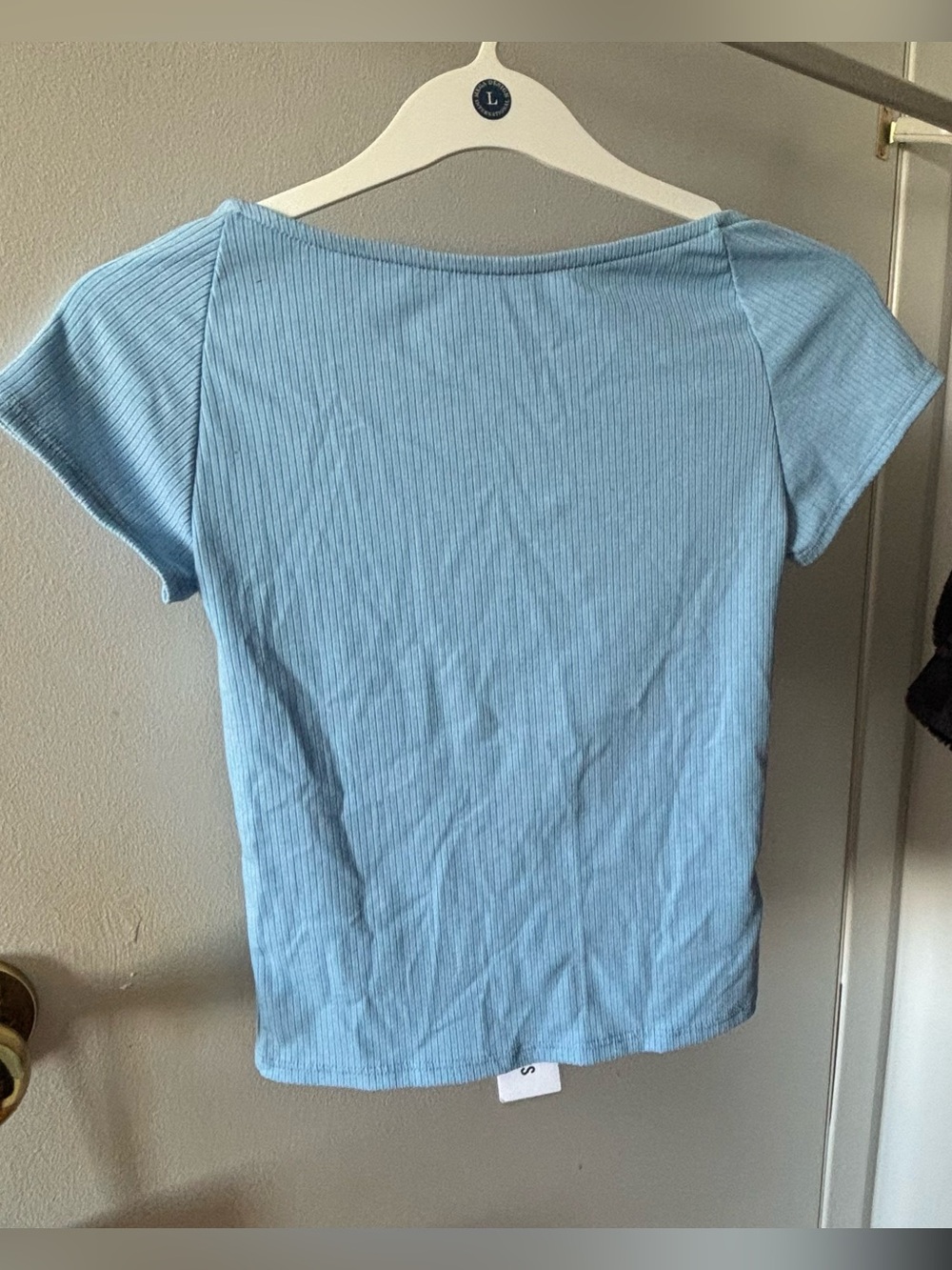 Urban Outfitters Light Blue Ribbed Women's Short Sleeve Top